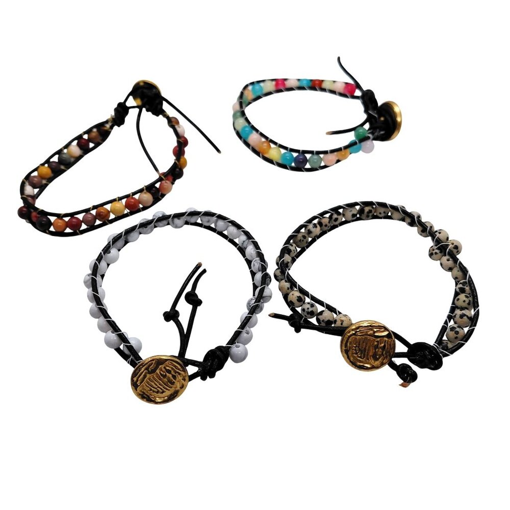 Lot of 4 Wrapped braclets with color choices button closure